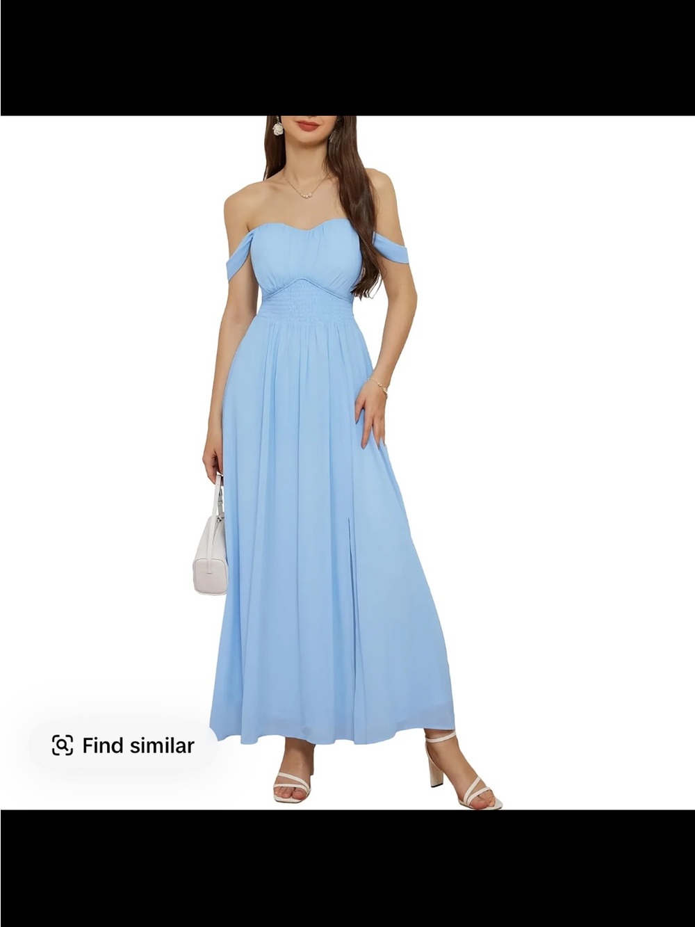 Grace Karin Sky Blue Off-Shoulder Maxi Dress